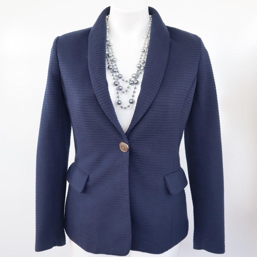 A+RO Blue Blazer with Horizontal Accents Size Medium